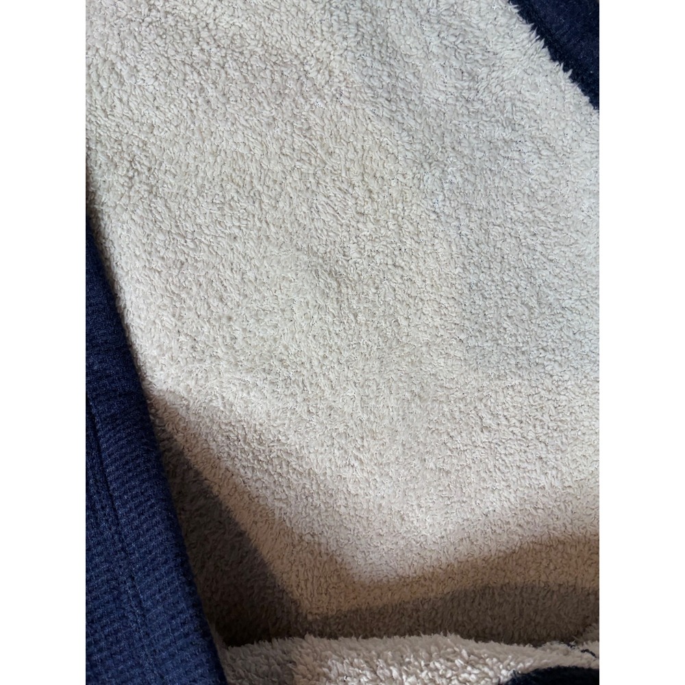 LL Bean Sherpa Lined Waffle Knit Henley Shirt Mens M Tall Mariner Blue - Picture 10 of 12